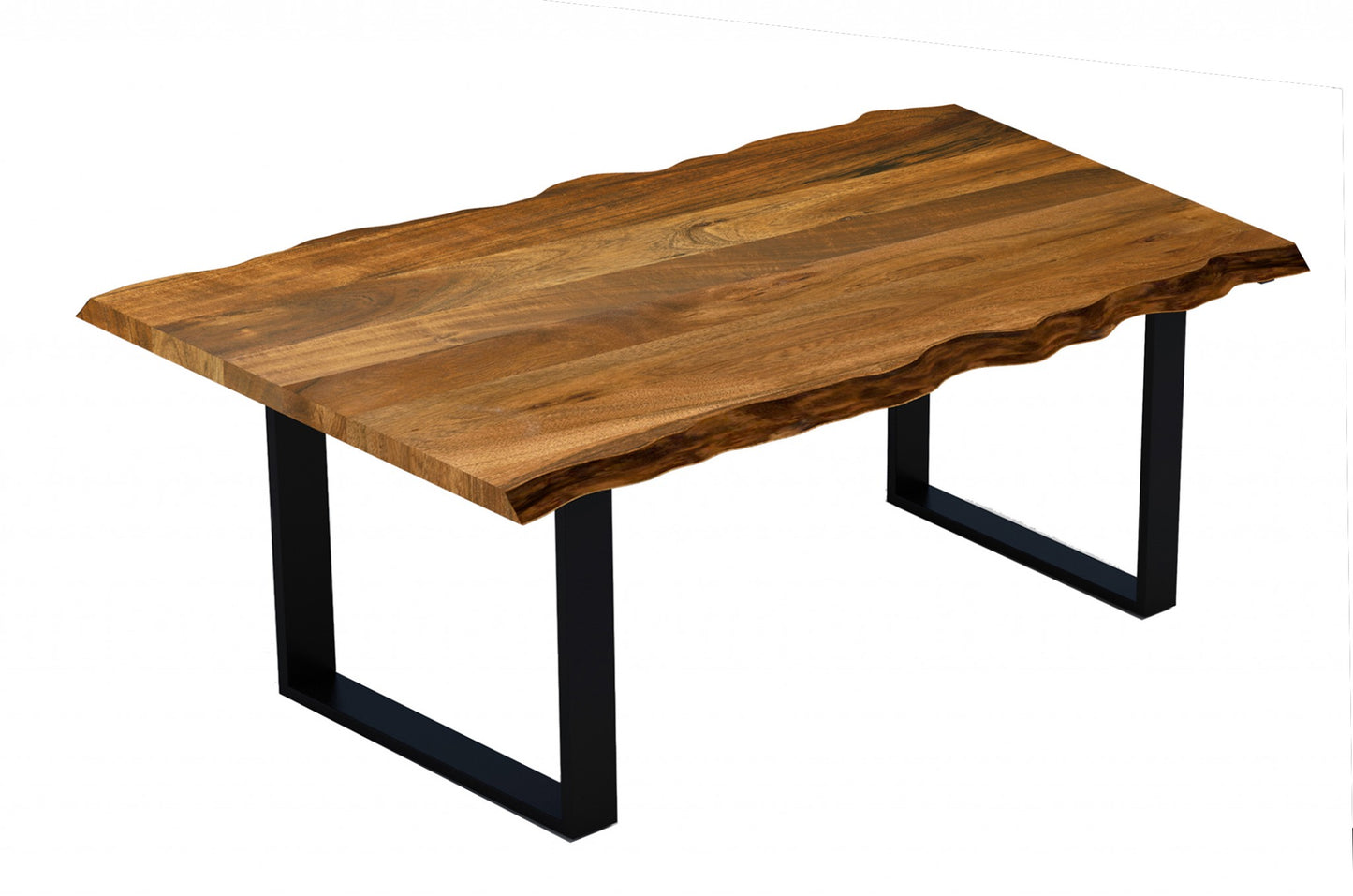 63" Brown And Black Solid Wood Dining Table