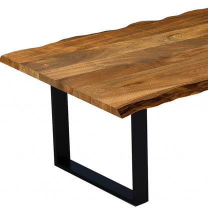63" Brown And Black Solid Wood Dining Table
