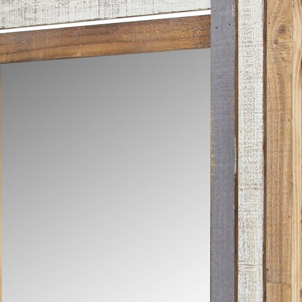 Rectangular Multicolored Wood Framed Mirror