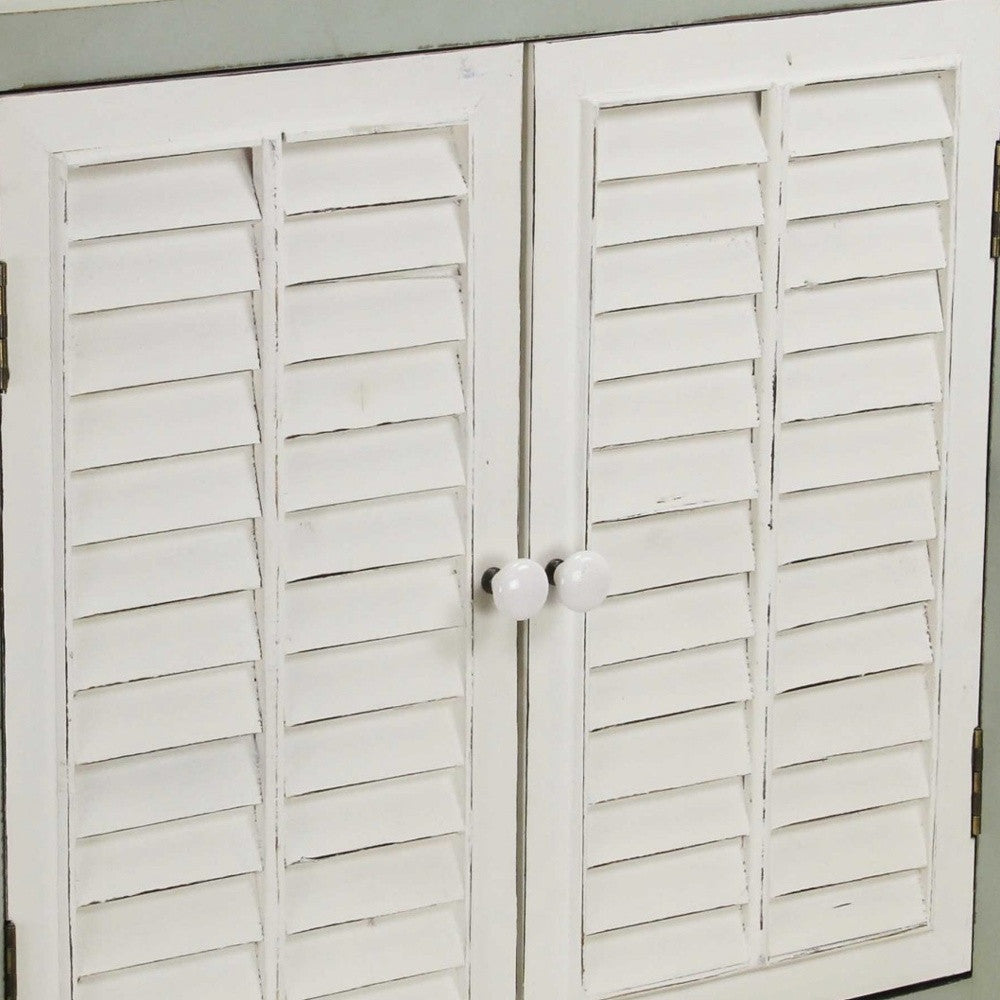Sea Salt Blue And White Shutter Accent Cabinet