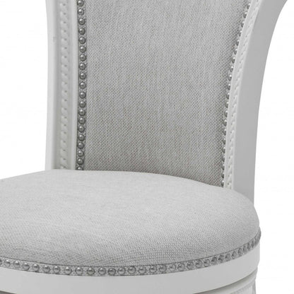 39" Light Gray And White Swivel Bar Chair With Footrest