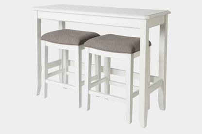 37" Light Gray And White Solid Wood Backless Bar Chair With Footrest