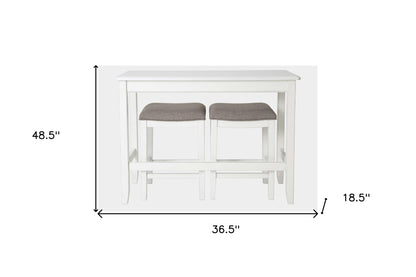 37" Light Gray And White Solid Wood Backless Bar Chair With Footrest