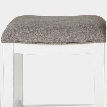 37" Light Gray And White Solid Wood Backless Bar Chair With Footrest