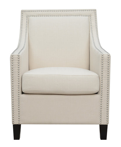 27" White And Black Linen Arm Chair