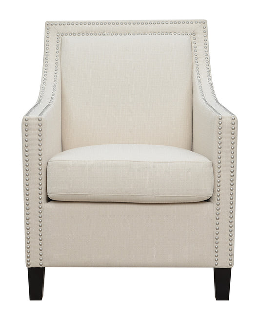 27" White And Black Linen Arm Chair