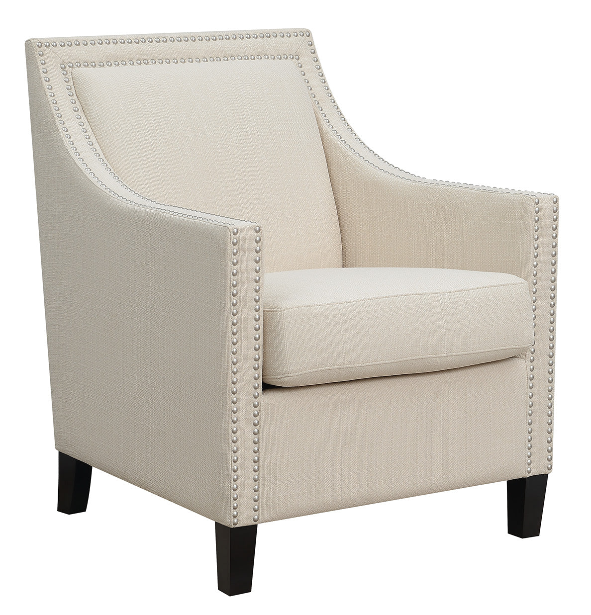 27" White And Black Linen Arm Chair