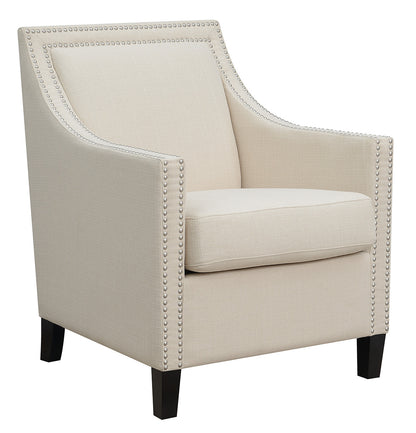 27" White And Black Linen Arm Chair