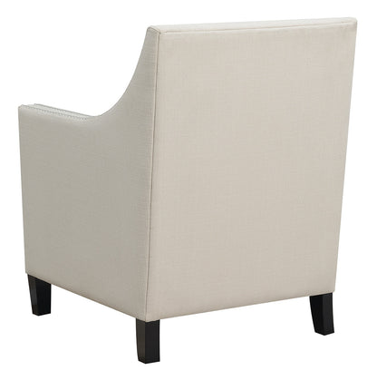 27" White And Black Linen Arm Chair