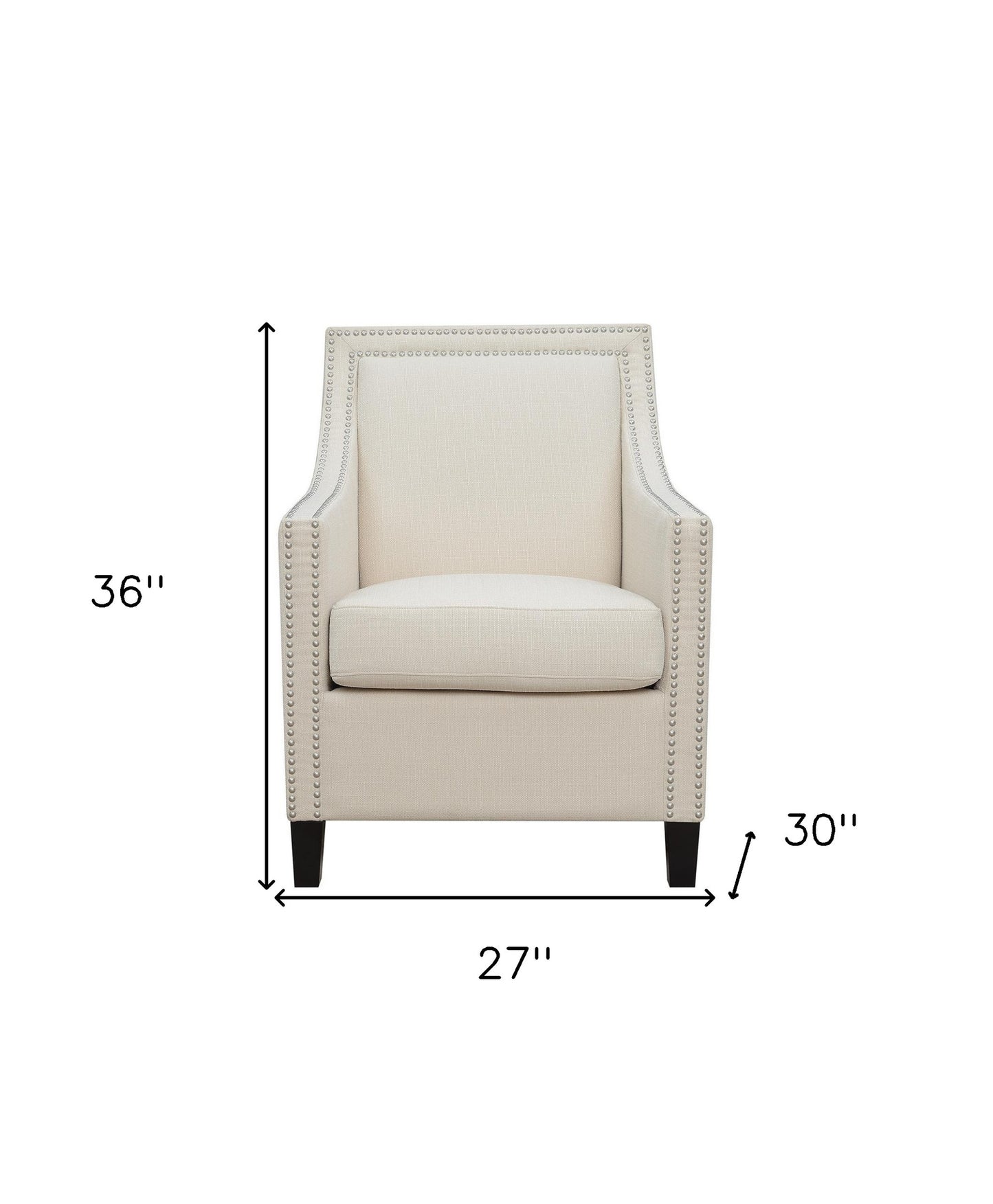 27" White And Black Linen Arm Chair