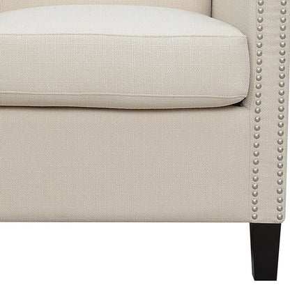 27" White And Black Linen Arm Chair