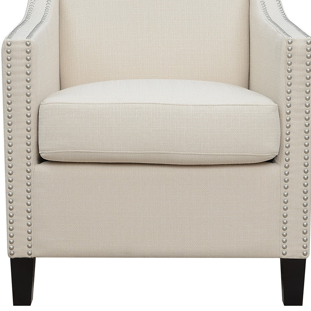 27" White And Black Linen Arm Chair