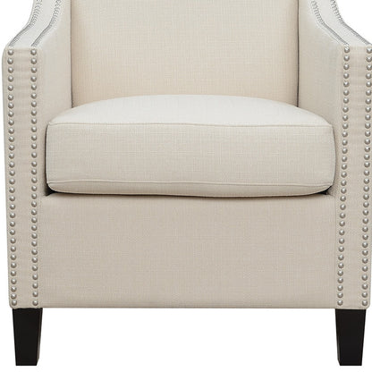 27" White And Black Linen Arm Chair