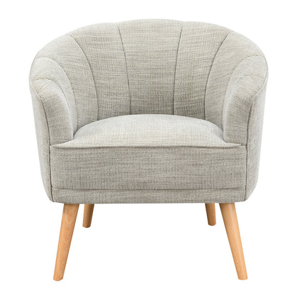 31" Stone And Natural Chenille Tufted Barrel Chair