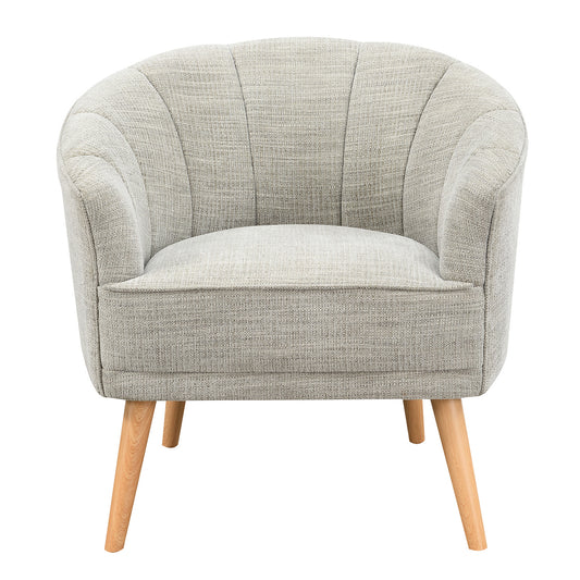 31" Stone And Natural Chenille Tufted Barrel Chair