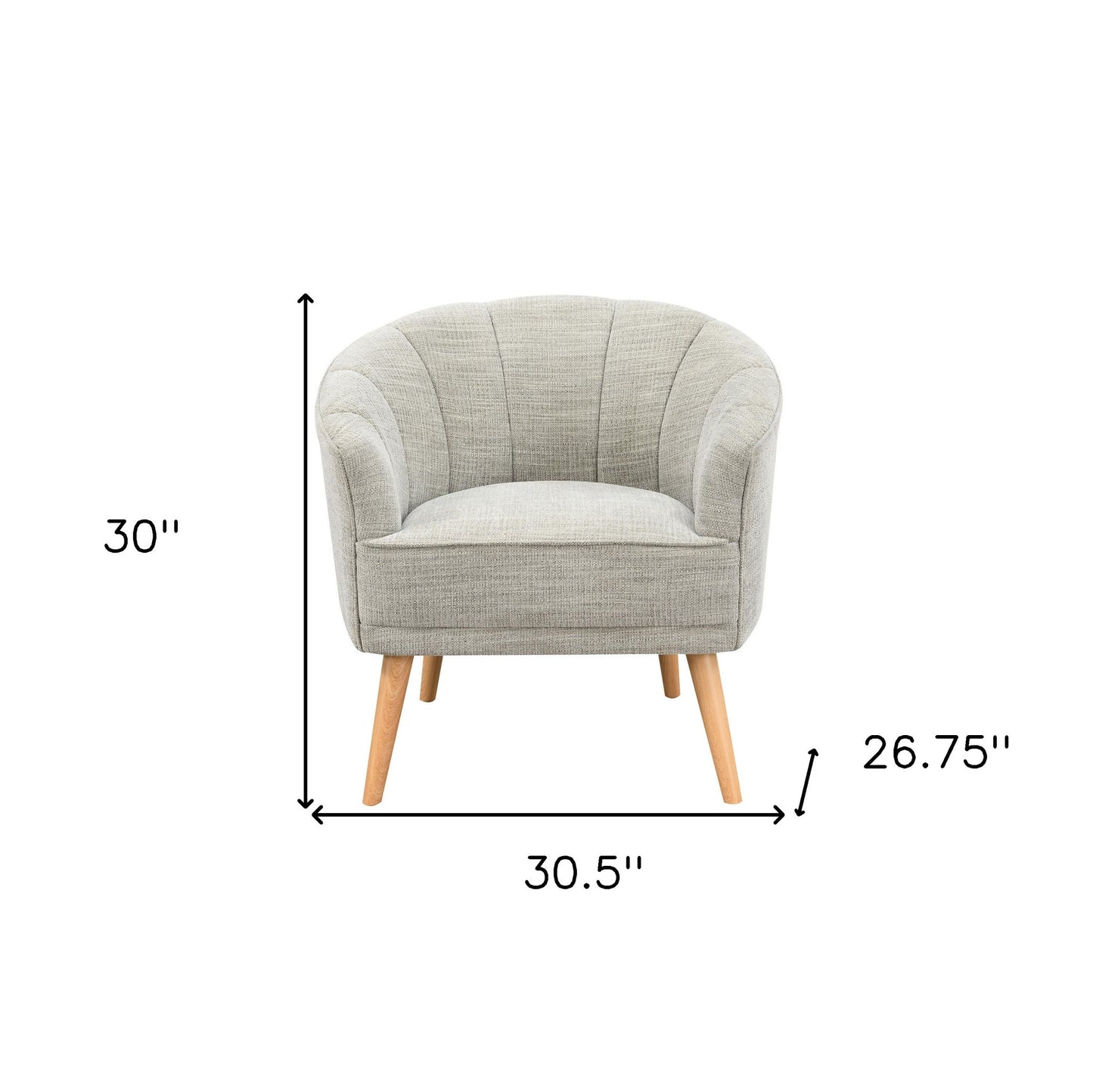 31" Stone And Natural Chenille Tufted Barrel Chair