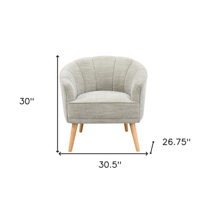 31" Stone And Natural Chenille Tufted Barrel Chair