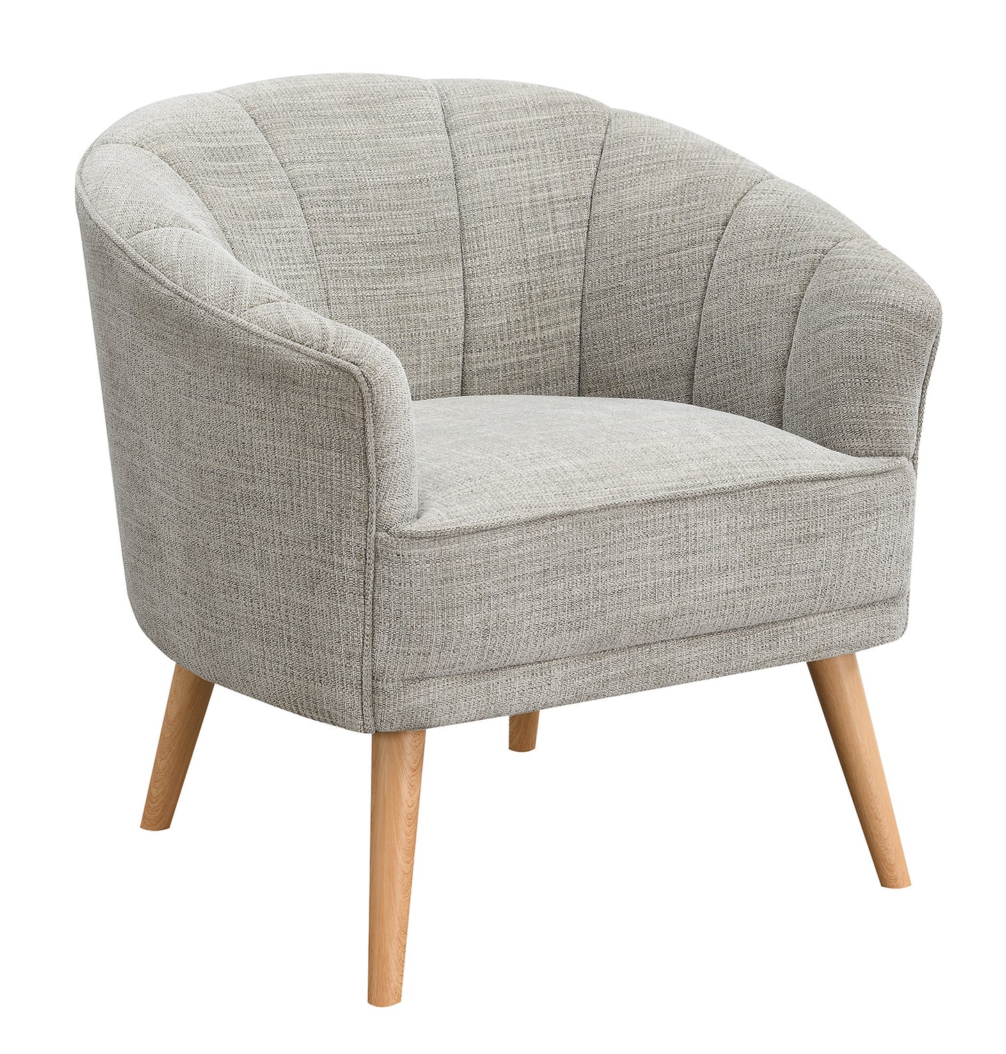 31" Stone And Natural Chenille Tufted Barrel Chair