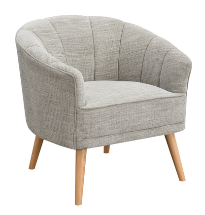 31" Stone And Natural Chenille Tufted Barrel Chair