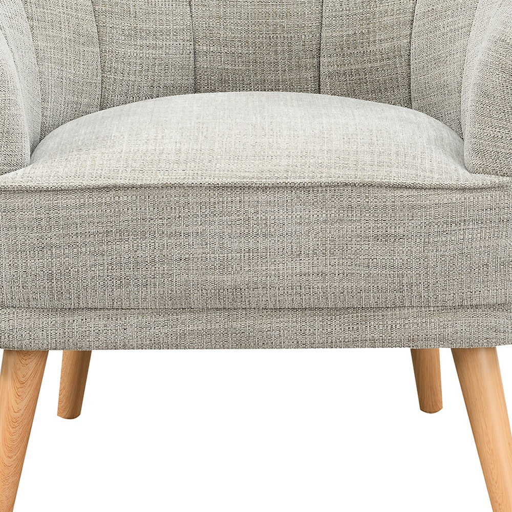 31" Stone And Natural Chenille Tufted Barrel Chair