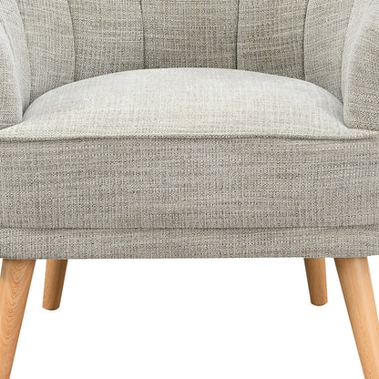 31" Stone And Natural Chenille Tufted Barrel Chair
