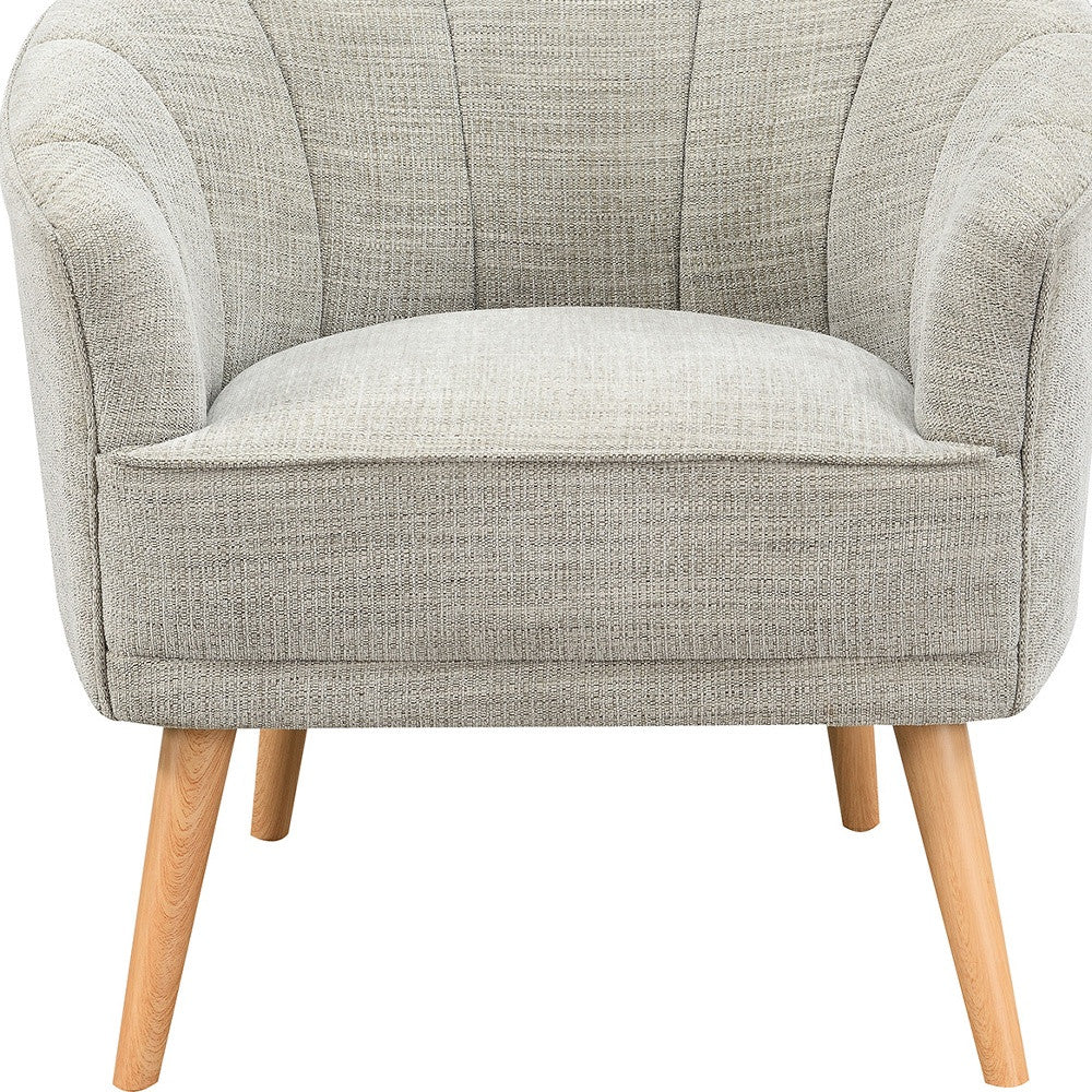 31" Stone And Natural Chenille Tufted Barrel Chair