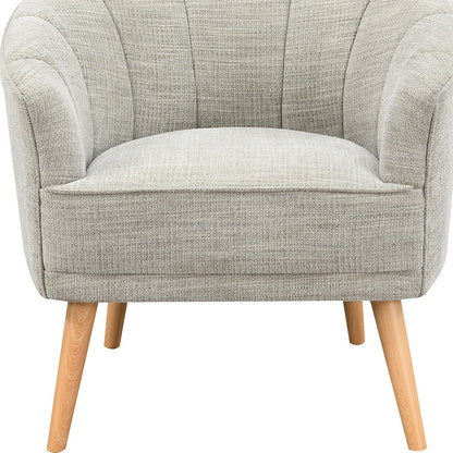 31" Stone And Natural Chenille Tufted Barrel Chair