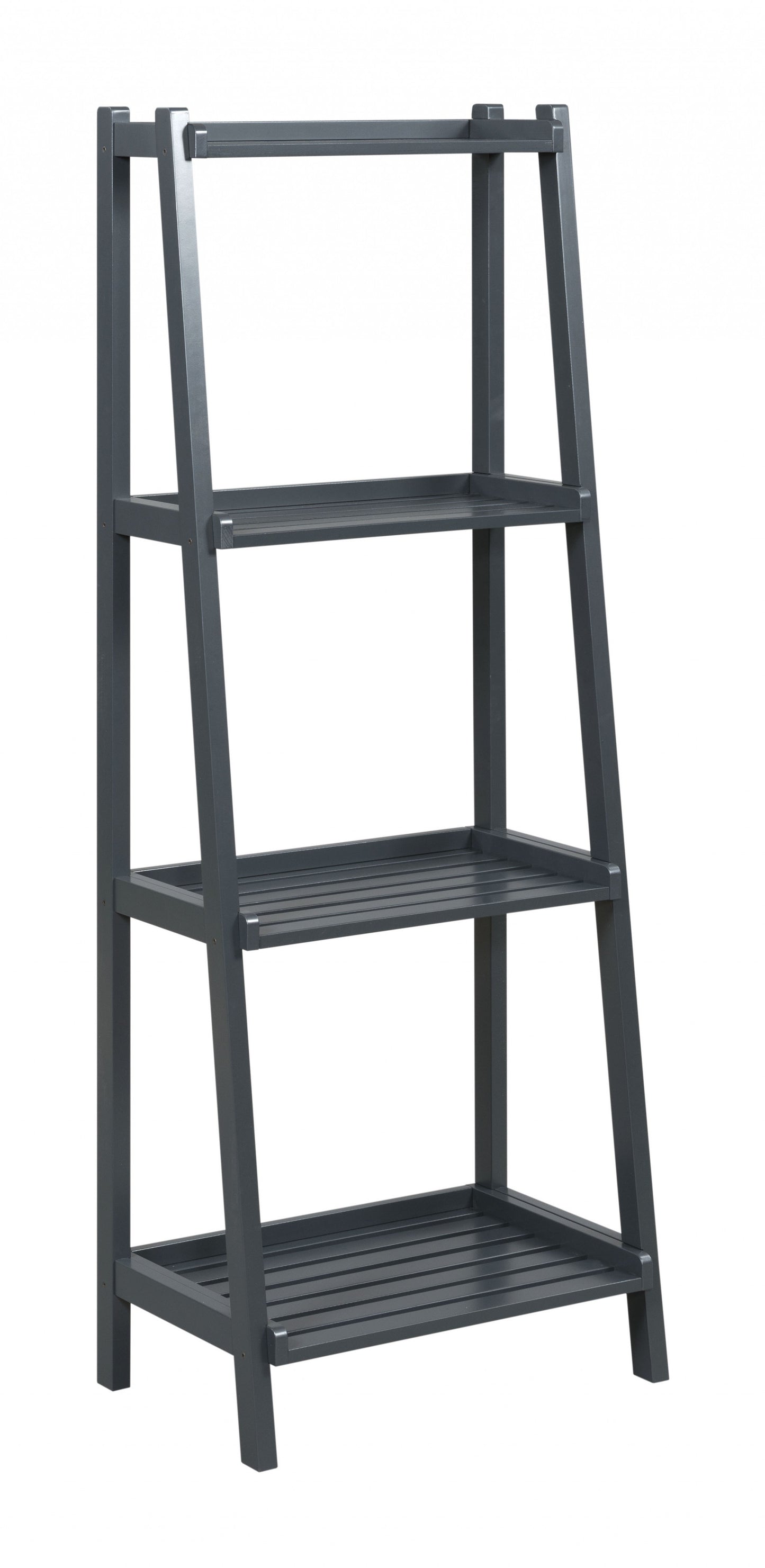 60" Leaning Ladder Bookshelf With 4 Shelves In Graphite