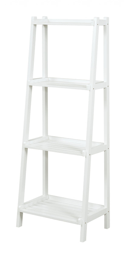 60" Ladder Bookcase With 4 Shelves In White