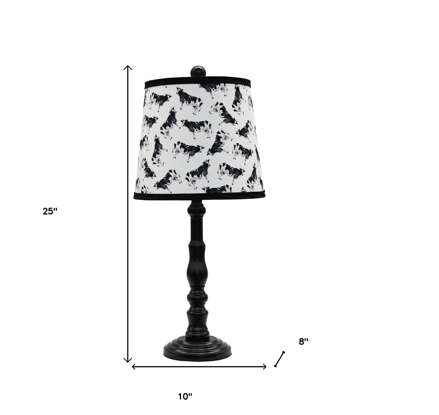 Black Traditional Table Lamp With Cow Printed Shade