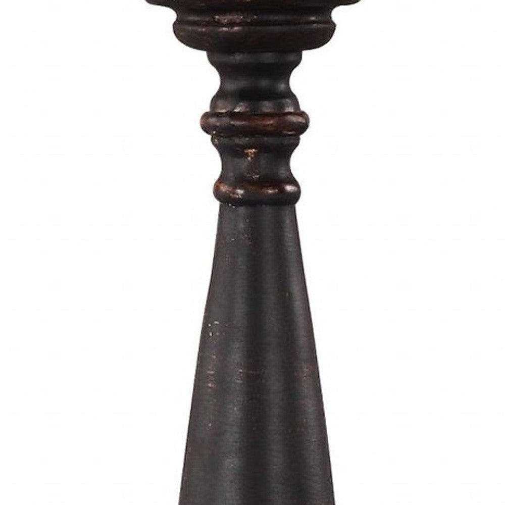 Distressed Black Traditional Table Lamp With Natural Burlap Fabric Shade