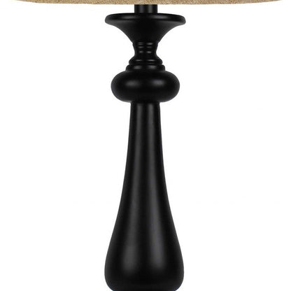 Black Candlestick Sandy Tan Shade Table Lamp