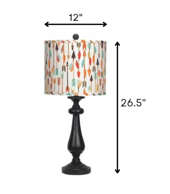 Black Candlestick Multi Color Tribal Arrows Shade Table Lamp