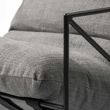 30" Gray And Black Linen Arm Chair