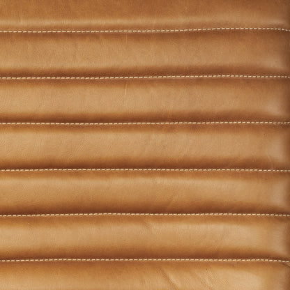 37" Tan And Brown Faux Leather Tufted Arm Chair