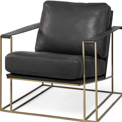 34" Black And Pearl Faux Leather Distressed Arm Chair