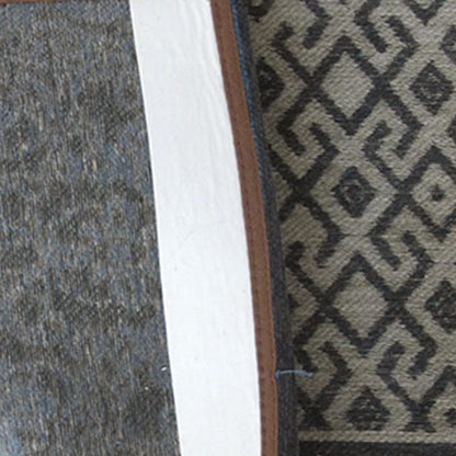 2.5' X 5' Blue Grey And Brown Patchwork Design Area Rug