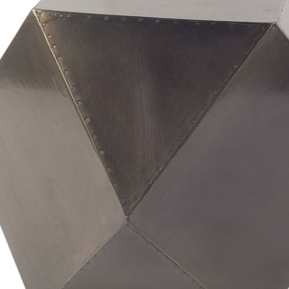 Black Iron Plated End Table With Nail Head Detail Hexagonal