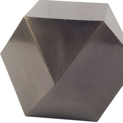 Black Iron Plated End Table With Nail Head Detail Hexagonal