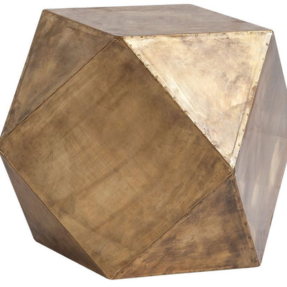 Brass Iron Plated Hexagonal Side Table With Square Top
