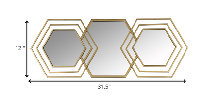 Gold Hexagon Accent Metal Mirror