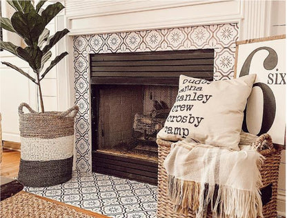 7" X 7" Black And White Mosaic Peel And Stick Removable Tiles