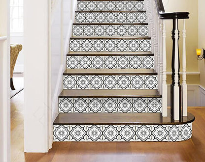 7" X 7" Black And White Mosaic Peel And Stick Removable Tiles
