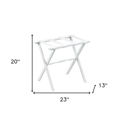 Hotel White Finish Wood Folding Luggage Rack With White Straps