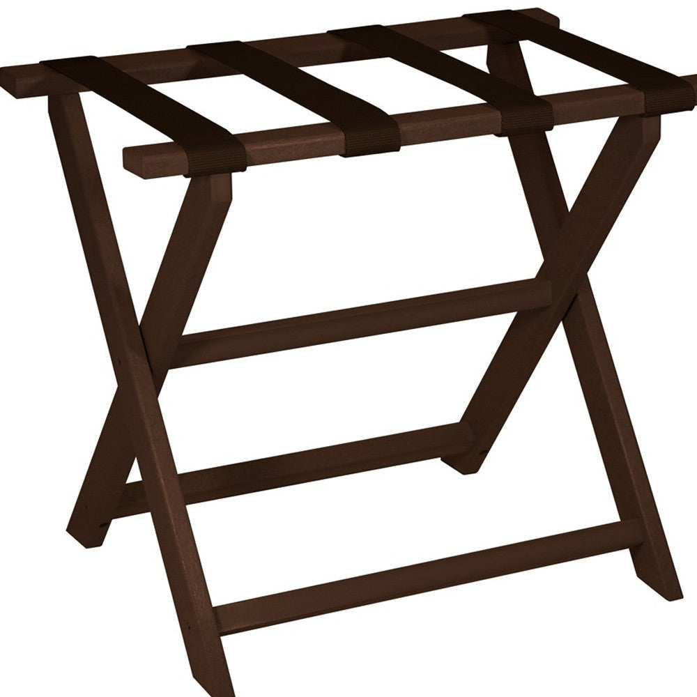 Earth Friendly Brown Folding Luggage Rack With Brown Straps