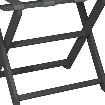Earth Friendly Dark Gray Folding Luggage Rack With Gray Straps