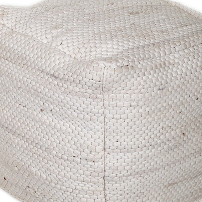 Chic Chunky White Textured Pouf