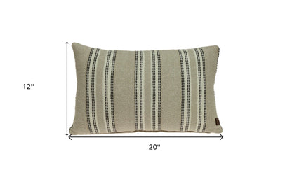 Oatmeal Stripe Weave Lumbar Throw Pillow