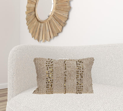 Boho Woven Shaggy Sequin Lumbar Pillow