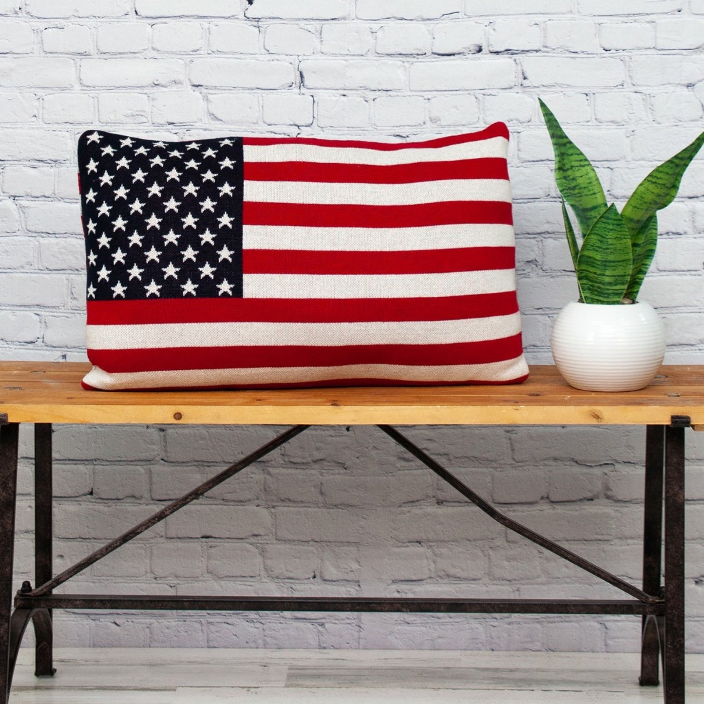 24" American Flag Lumbar Throw Pillow